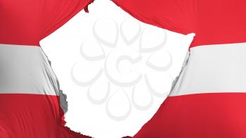 Cracked Austria flag, white background, 3d rendering