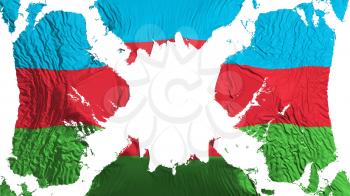 Azerbaijan torn flag fluttering in the wind, over white background, 3d rendering