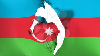 Damaged Azerbaijan flag, white background, 3d rendering