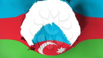 Big hole in Azerbaijan flag, white background, 3d rendering