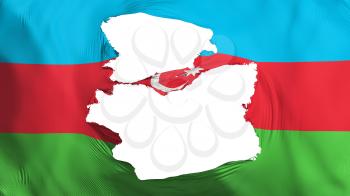 Tattered Azerbaijan flag, white background, 3d rendering
