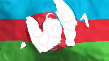Ragged Azerbaijan flag, white background, 3d rendering