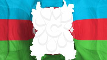 Ripped Azerbaijan flying flag, over white background, 3d rendering