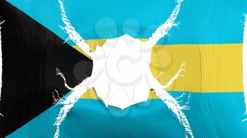 Bahamas flag with a hole, white background, 3d rendering