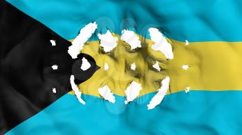 Bahamas flag with a small holes, white background, 3d rendering