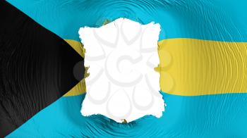 Square hole in the Bahamas flag, white background, 3d rendering