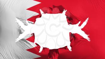 Bahrain flag with a big hole, white background, 3d rendering