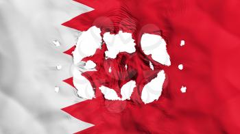 Holes in Bahrain flag, white background, 3d rendering