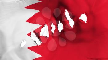 Bahrain flag perforated, bullet holes, white background, 3d rendering