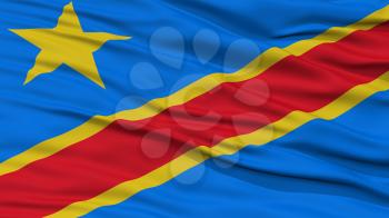 Closeup Democratic Republic of Congo Flag, Waving in the Wind, High Resolution