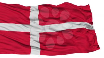Isolated Denmark Flag, Waving on White Background, High Resolution