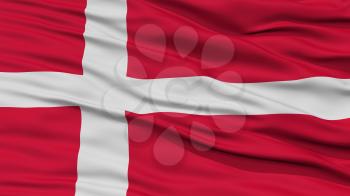 Closeup Denmark Flag, Waving in the Wind, High Resolution