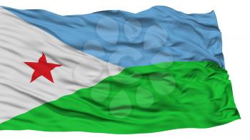 Isolated Djibouti Flag, Waving on White Background, High Resolution
