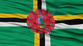 Closeup Dominica Flag, Waving in the Wind, High Resolution
