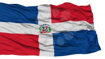 Isolated Dominican Republic Flag, Waving on White Background, High Resolution