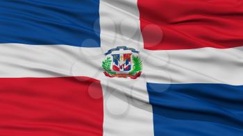 Closeup Dominican Republic Flag, Waving in the Wind, 3D Rendering