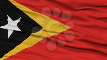 Closeup East Timor Flag, Waving in the Wind, High Resolution