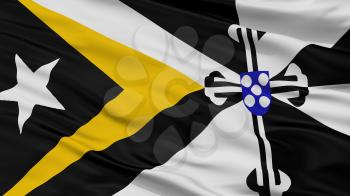 Oecusse City Flag, Country East Timor, Closeup View, 3D Rendering