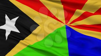 Viqueque City Flag, Country East Timor, Closeup View, 3D Rendering