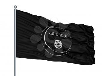 Eastern Indonesian Mujahideen Mujahidin Flag On Flagpole, Isolated On White Background, 3D Rendering