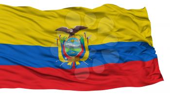 Isolated Ecuador Flag, Waving on White Background, High Resolution
