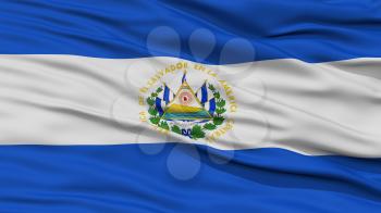 Closeup El Salvador Flag, Waving in the Wind, High Resolution