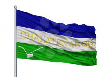 Chalatenango City Flag On Flagpole, Country El Salvador, Isolated On White Background