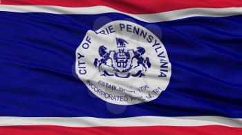 Closeup of Erie Flag Flag, Waving in the Wind, Pennsylvania State, United States of America