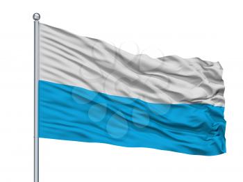 Elva City Flag On Flagpole, Country Estonia, Isolated On White Background, 3D Rendering