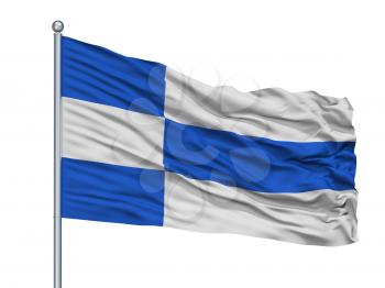 Haapsalu City Flag On Flagpole, Country Estonia, Isolated On White Background, 3D Rendering