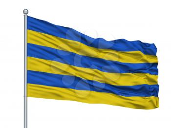 Kilingi Nomme City Flag On Flagpole, Country Estonia, Parnu County, Isolated On White Background