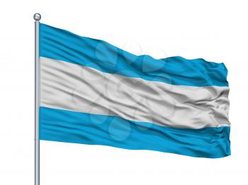 Maardu City Flag On Flagpole, Country Estonia, Isolated On White Background
