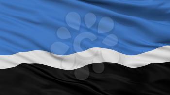 Mustvee City Flag, Country Estonia, Jogeva County, Closeup View, 3D Rendering