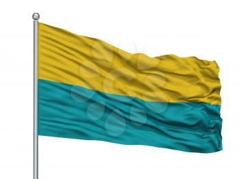 Narva City Flag On Flagpole, Country Estonia, Isolated On White Background, 3D Rendering