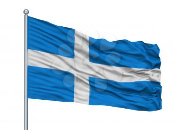 Parnu City Flag On Flagpole, Country Estonia, Isolated On White Background
