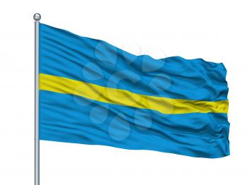 Rakvere City Flag On Flagpole, Country Estonia, Isolated On White Background