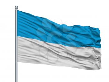 Viljandi City Flag On Flagpole, Country Estonia, Isolated On White Background