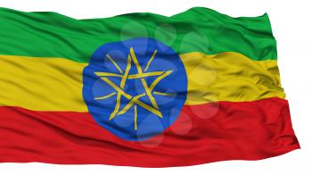 Isolated Ethiopia Flag, Waving on White Background, High Resolution