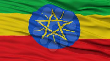Closeup Ethiopia Flag, Waving in the Wind, High Resolution