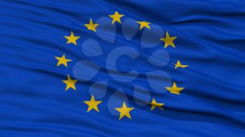 Closeup Europe Flag, Waving in the Wind, High Resolution