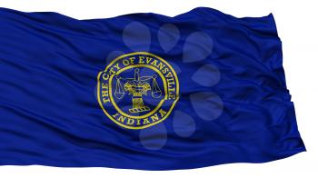Isolated Evansville City Flag, City of Indiana State, Waving on White Background, High Resolution