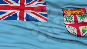 Closeup Fiji Flag, Waving in the Wind, 3D Rendering