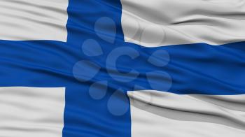 Closeup Finland Flag, Waving in the Wind, High Resolution