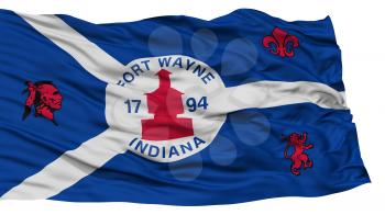 Isolated Fort Wayne City Flag, City of Indiana State, Waving on White Background, High Resolution