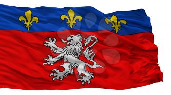 Lyon City Flag, Country France, Isolated On White Background, 3D Rendering
