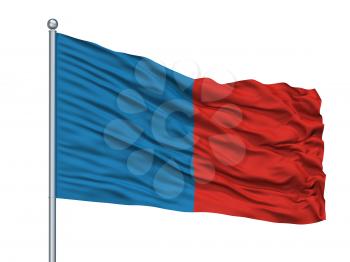 Narbona City Flag On Flagpole, Country France, Isolated On White Background