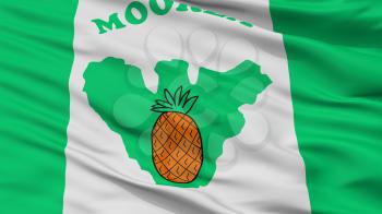 Moorea Maiao City Flag, Country French Polynesia, Closeup View, 3D Rendering