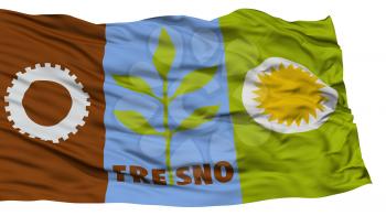 Isolated Fresno City Flag, City of California State, Waving on White Background, High Resolution