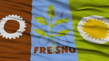 Closeup of Fresno City Flag, Waving in the Wind, California State, United States of America