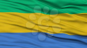 Closeup Gabon Flag, Waving in the Wind, High Resolution